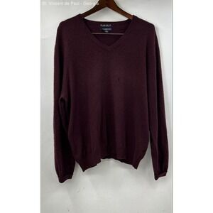 Club Room Cashmere Sweater Men's XL Burgundy FLAWS